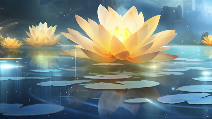 【4k背景】唯美金色粒子花背景