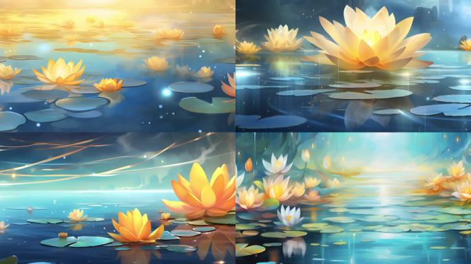 【4k背景】唯美金色粒子花背景