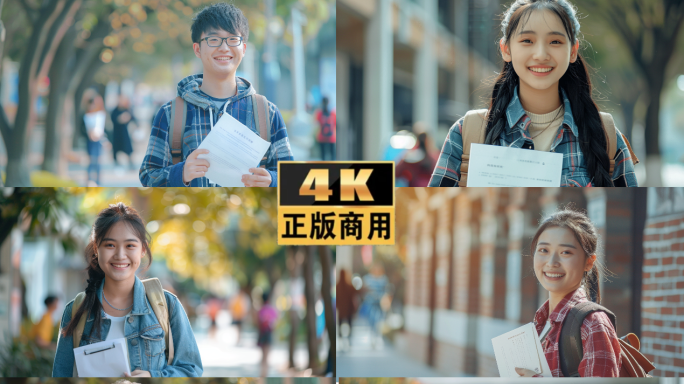 录取通知书毕业学生笑脸