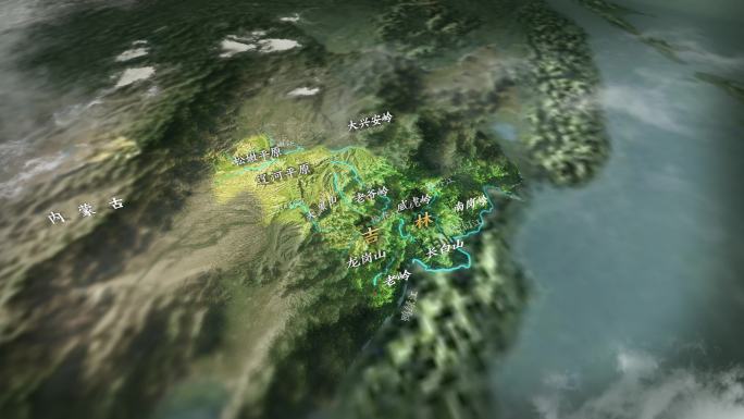 4K吉林水系地形图AE模板