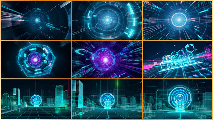 科技感时空数字隧道穿梭 舞台背景宣传片头