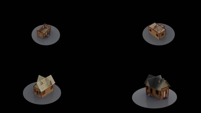 木质房子生长动画