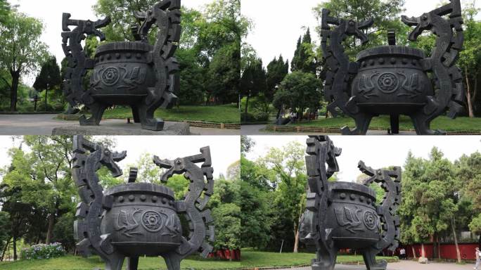 成都武侯祠红墙竹林石狮子汉昭烈庙中式园林