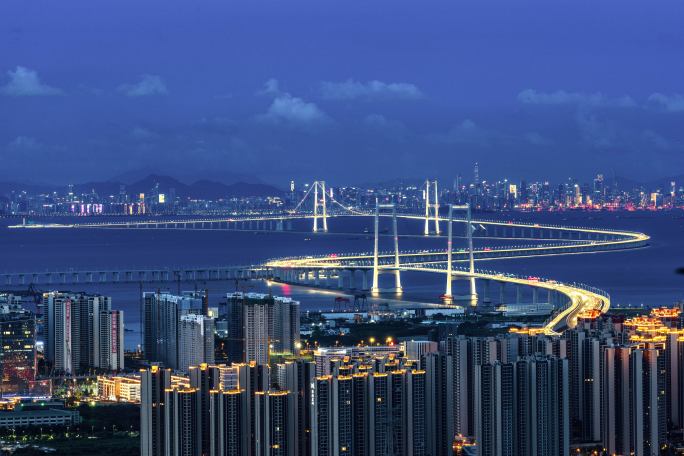深中通道日转夜延时