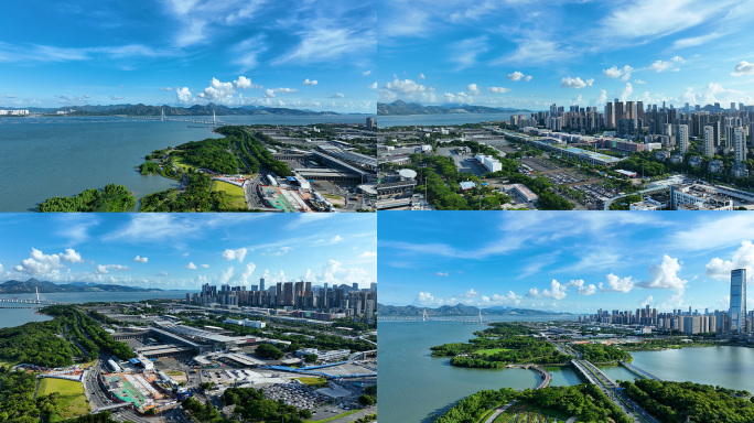 深圳湾口岸航拍大景