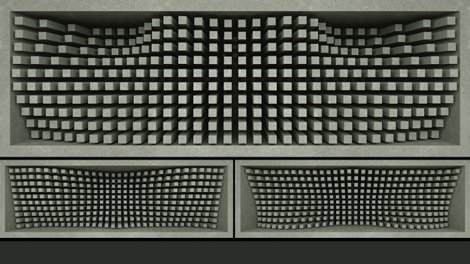 【裸眼3D】水泥墙体方块阵列工业建筑空间