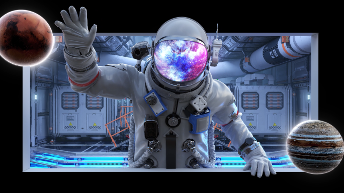 C4d太空宇航员裸眼3d（可定制）