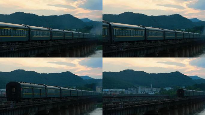 穿过城市的绿皮火车