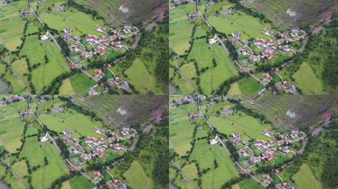 航拍四川康定甲根坝提吾村乡村风光