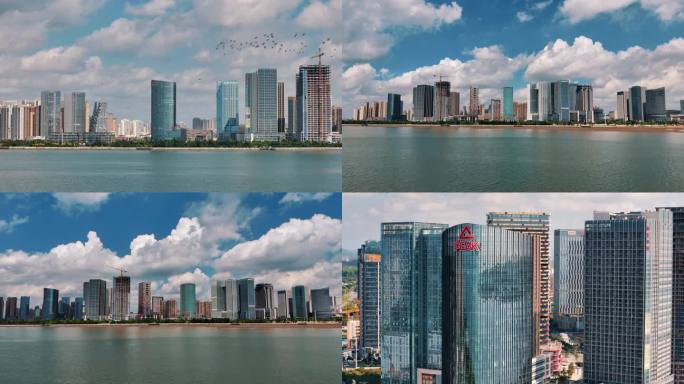 航拍泉州中央商务区写字楼泉州东海城市大景
