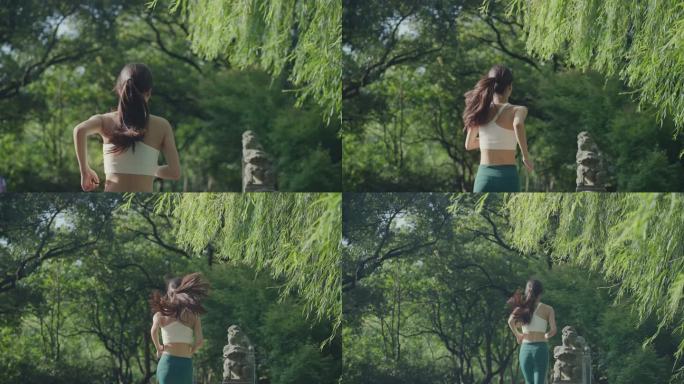 氧气美女活力运动跑步晨练健身