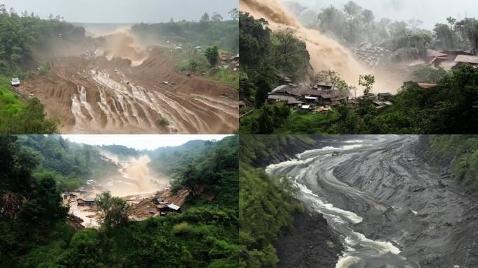 泥石流 山洪泛滥 洪水 山地滑坡自然灾害