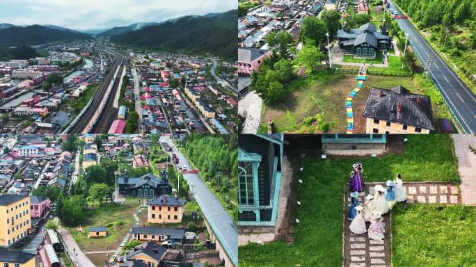 4K东北旅游小镇哈尔滨横道河子航拍