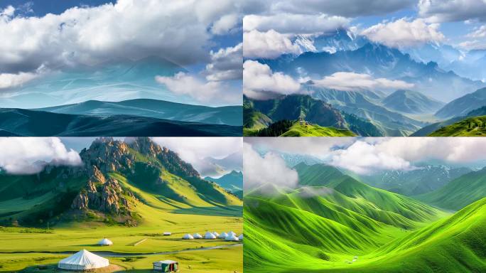 草原雪山牧场山脉山峰山川山地高原自然风光
