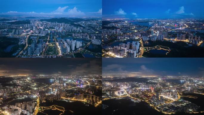 最新航拍南沙蕉门蓝调夜景4k延时合集