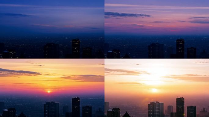 城市天际线日出延时夜转日