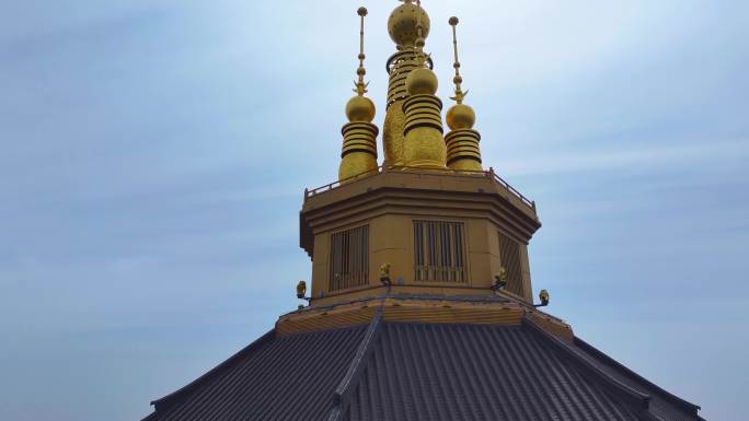 江苏常州天宁禅寺古塔红梅公园航拍天宁区城