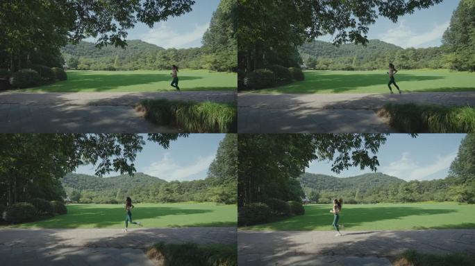 氧气美女活力运动跑步晨练健身