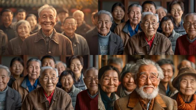 14老一代教师合影 对着镜头微笑