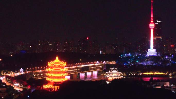【4K】黄鹤楼夜景航拍