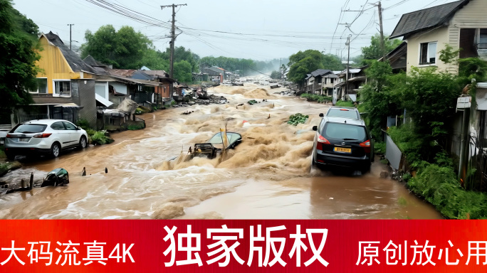 洪水淹没村庄 水灾