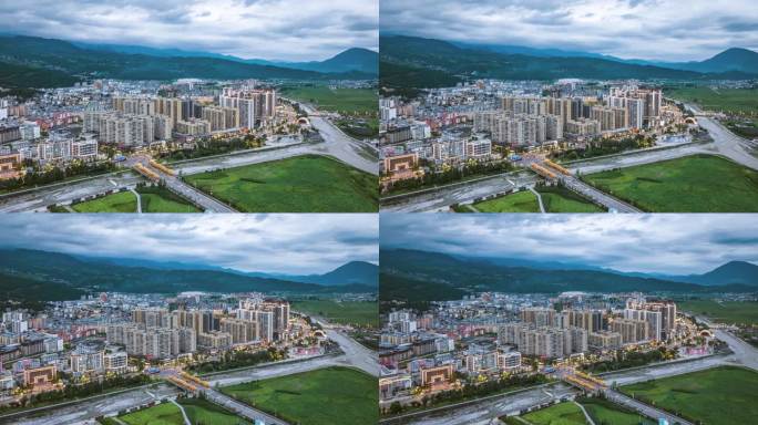 凉山州越西县城市夜景航拍延时