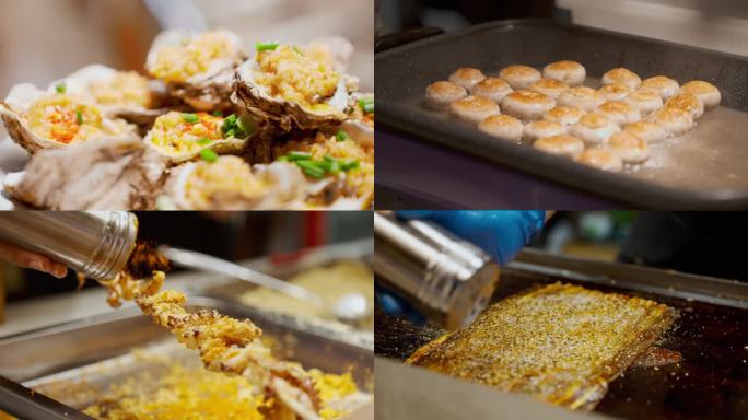 城市夜景夜市烧烤小吃夜生活脚步小吃美食街