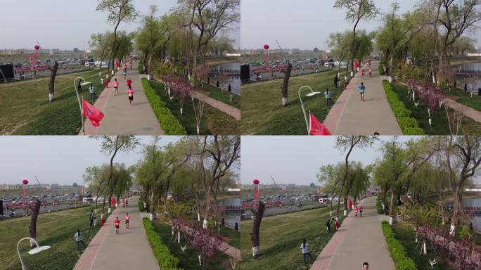 航拍 街道 运动 马拉松 跑步 活力