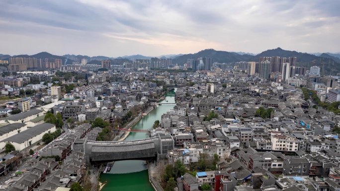 湖南湘西乾州古城全景航拍延时8K