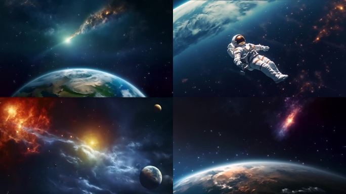宇宙星空宇航员卫星素材