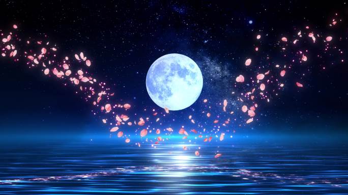 梦幻夜景水面倒影歌曲节目背景素材02
