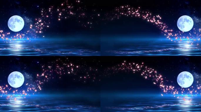 梦幻夜景水面倒影歌曲节目背景素材02