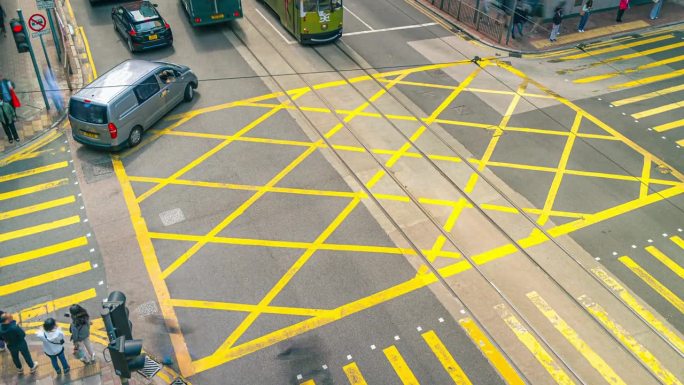 香港的延时城市街道景观