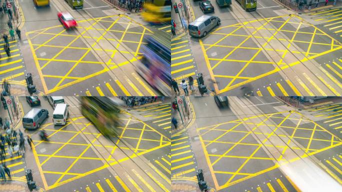 香港的延时城市街道景观