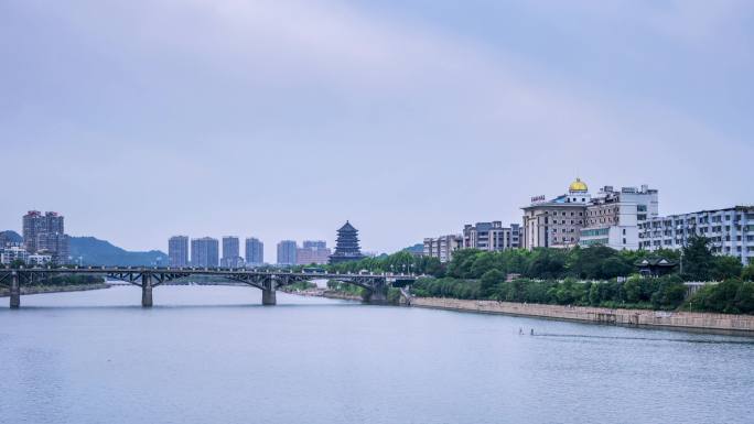 景德镇昌江黄昏入夜延时