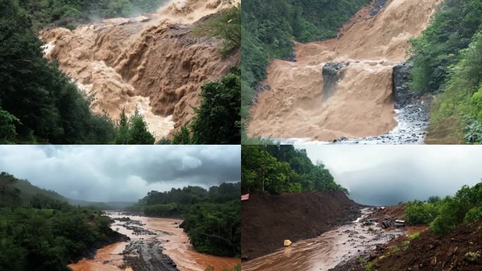 乌云闪电 山体滑坡 泥石流 极端天气