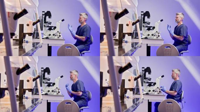 胚胎学家在实验室进行人工受精