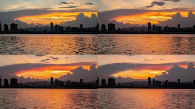 厦门集美十里长堤晚霞延时