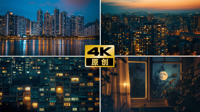 万家灯火中秋团圆城市夜景