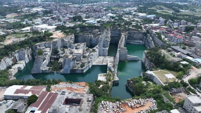 石矿航拍矿坑采石矿采石场晋江矿坑秘境公园