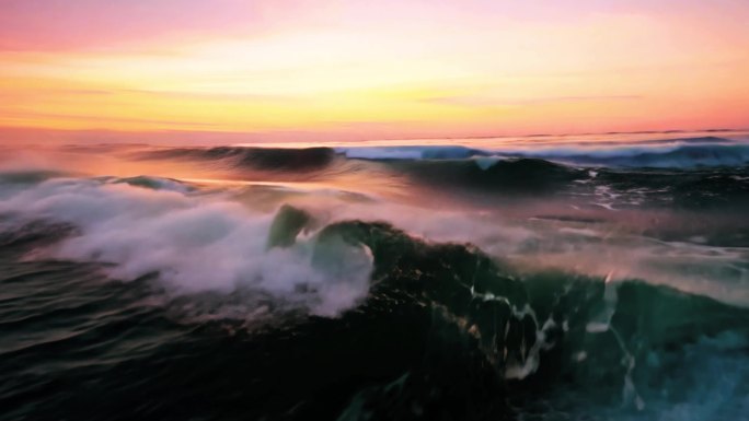 海浪浪花海面海夕阳海水{合集}