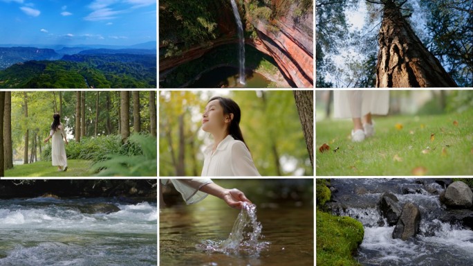 女生拥抱大自然