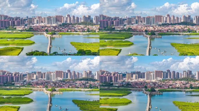 泉州市洛江区洛阳桥移动航拍延时摄影