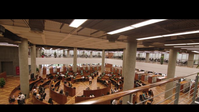 4K_大学图书馆看书借书阅读校园文化