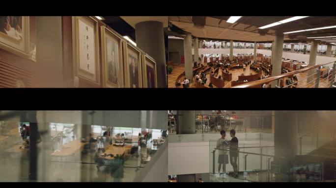 4K_大学图书馆看书借书阅读校园文化