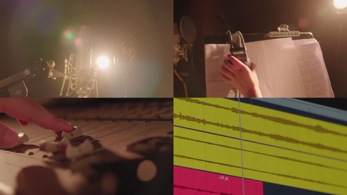 录音棚录歌麦克风调音台MV