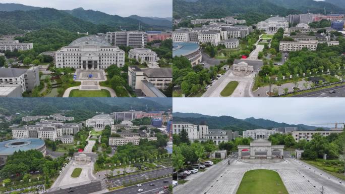 4k航拍西湖区浙江外国语学院