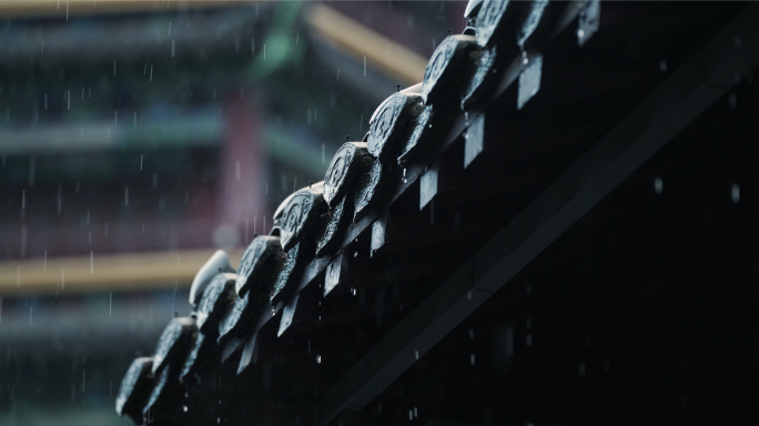 下雨屋檐雨滴滴水惊蛰谷雨立春雨水意境4k