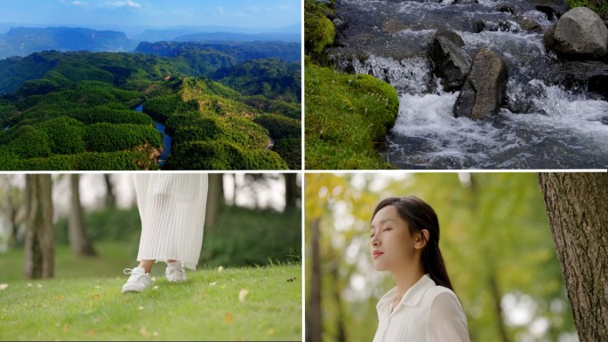 女生深呼吸 感受大自然 翩翩起舞