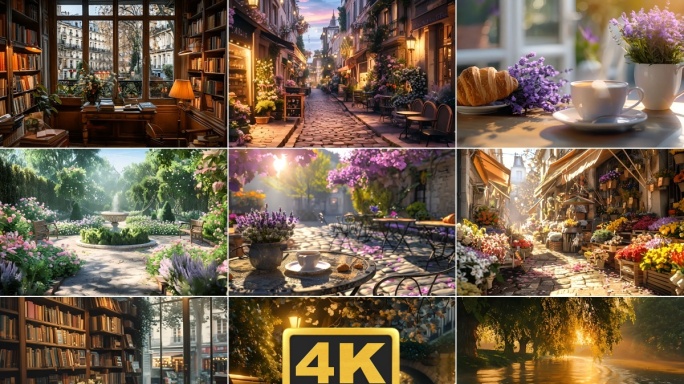 4k法式浪漫空镜头背景